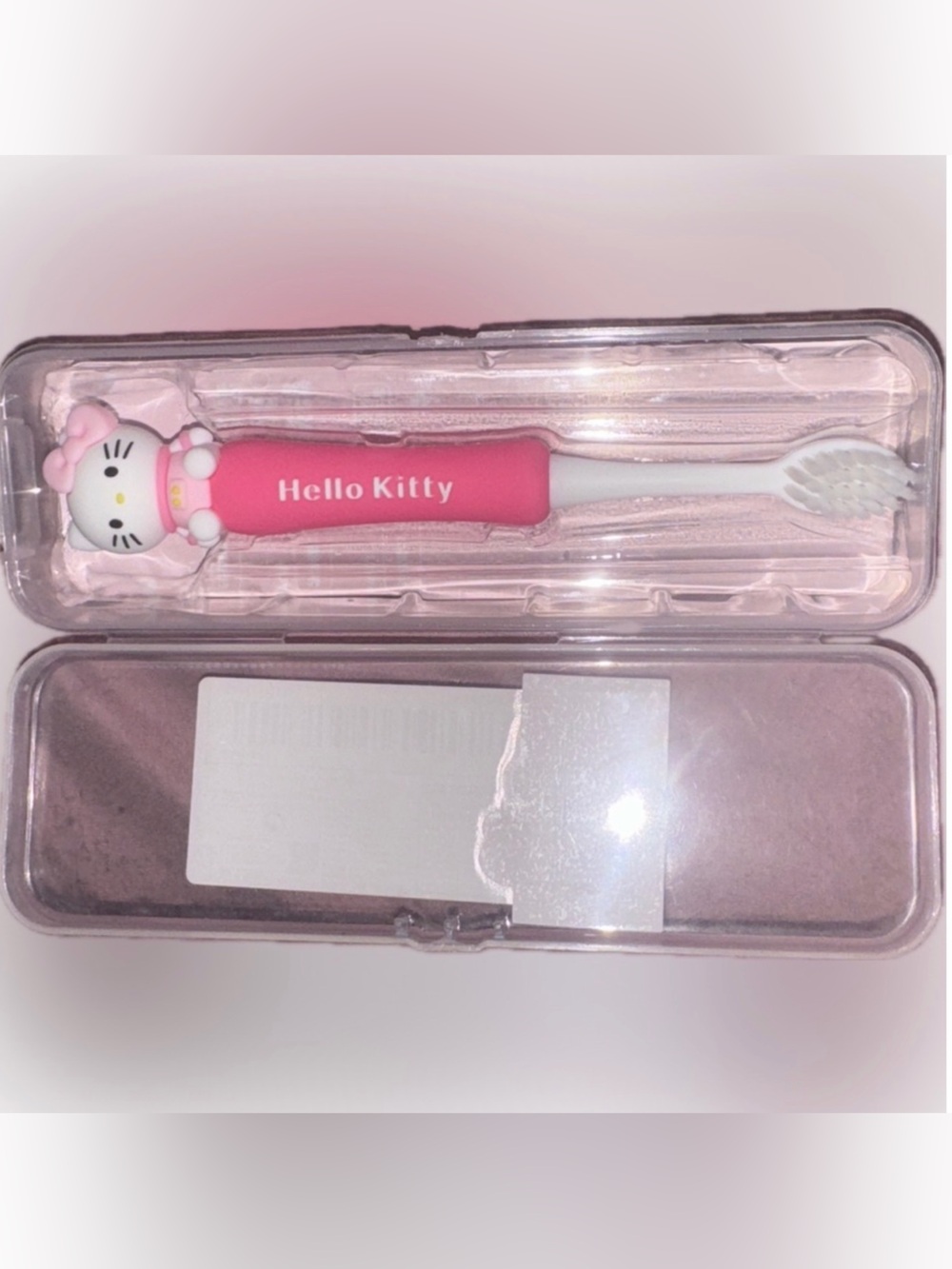 Hello Kitty Pink Kids Toothbrush with Character Handle and Travel Case